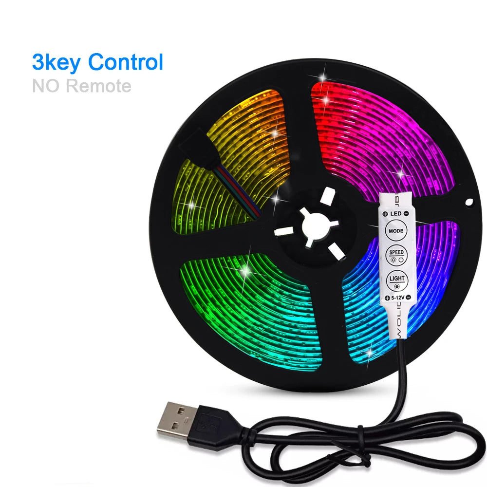 5V USB RGB LED Strip Light Remote Control 5050 30LED/m 5m 10m Lights Tape TV Backlights Home Decoration 0.5/1/2/3m Black PCB