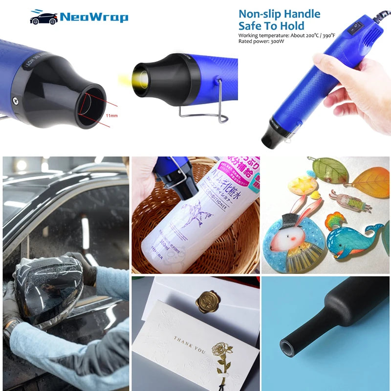 Mini Heat Gun 110V/220V 300W Portable Hot Air Gun Multi Function Electrical Heat Tool for Car Vinyl Wrap Window Tint Film Decal