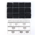 650PCS Heat Shrink Tubing Kits Black Electrical Wire Wrap Cable Sleeves Assortments for Insulation Protection
