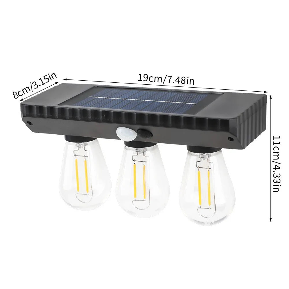 Solar Wall Lights Outdoor with 3 Lighting Modes & Motion Sensor, Solar Porch Light with 2 Bulbs, Waterproof Solar Wall Sconce
