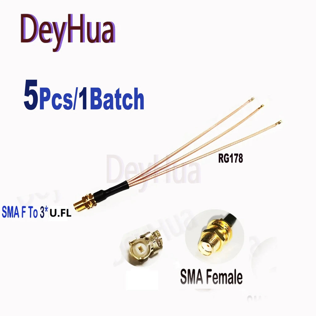 5pcs SMA to U.FL  Splitter RP-SMA / SMA Female to 2 3 4 5 6 7 8xU.FL 1 Female RG178 Cable WIFI Antenna Extension Jumper Pigtail
