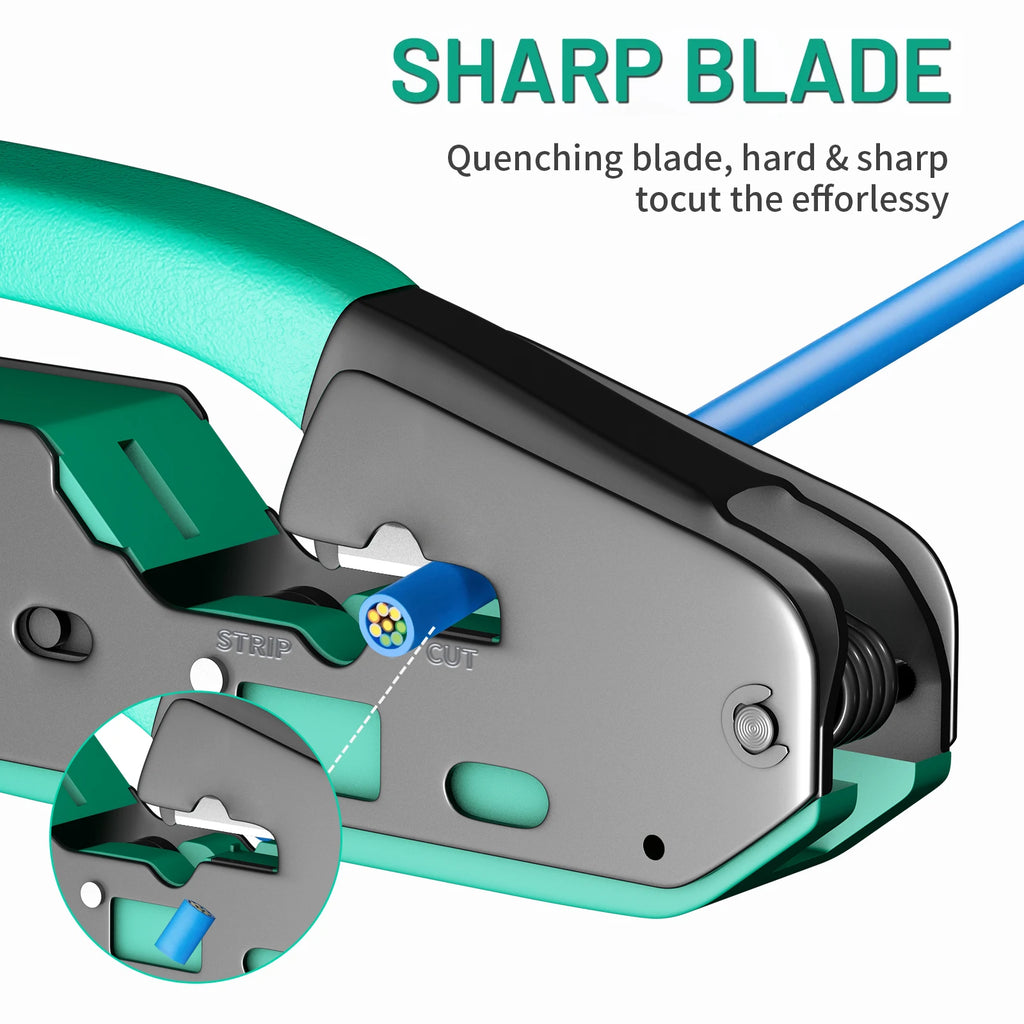 NEW RJ45 Crimp Tool Kit Pass Cat6 Crimping Tool For Cat5 Cat5e Cat6 8P8C Connector, All-in-one Ethernet Crimper