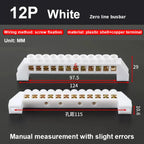 Blue Green White Bridge Design Zero Line 4-12 Pole Screw Brass Copper Grounding Strip Terminal Block Connector Earth And Neutral