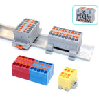 Wire Electrical Connectors Wire Push-in Terminal Block multiple in multiple out Connector Mount On Din Rail with fixing Hole