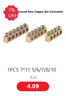 Blue White Green Bridge Design Zero Line 4-12 Pole Screw Brass Copper Grounding Strip Terminal Block Connector Earth And Neutral