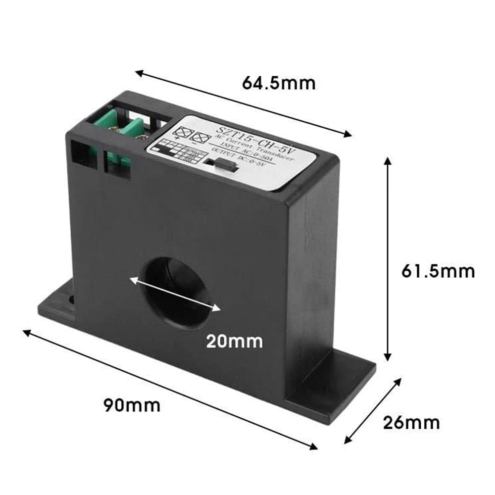 AT21-AC Current Transducer Transmitter Transformer Sensor AC Current Converter AC 0-50A To DC 0-5V SZT15-CH-5V