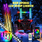 Nilight  3-6FT RGB LED Whip Light, Spiral Neon Flagpole Lights With Remote Control Color Changing Lights for ATV UTV Buggy 2PCS