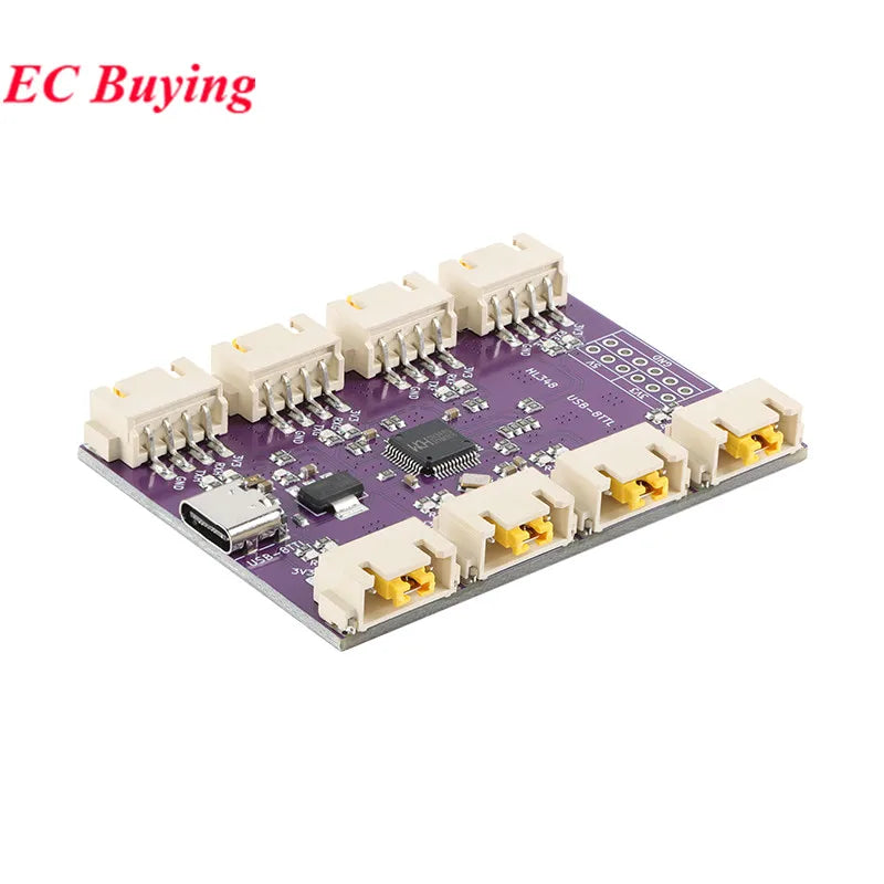 USB to 4 8-way RS485 Serial Port Type-C to 4 8-way 485 Multi-channel UART TTL CH348 HUB RS485 Module Expansion Board YR-6028