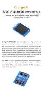 Orange Pi EMMC Module 32GB 64GB 256GB EMMC 5.1 Module for Orange Pi 5 Plus 3D NAND Fast Read Write Speeds 400MB/s for Tablet PC