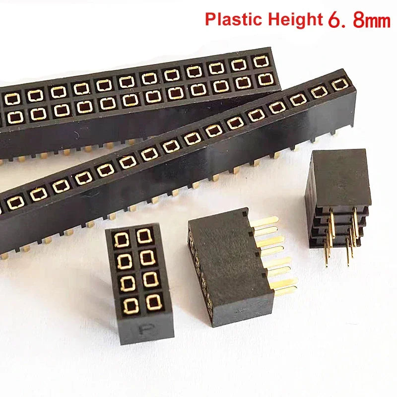 20pcs 2.54mm Pitch 2x4P 5P 8P 10P 20P 40Pin Straight Vertical PH6.8mm Double Row Square Female Pin Header Socket Connector
