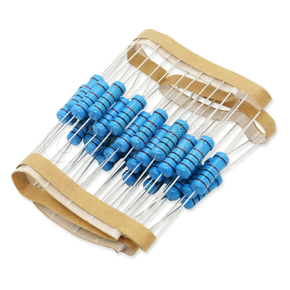 60pcs 2W Metal Film Resistor 2W 1% 0R - 1M 0 2.2 10 100 120 150 220 270 330 390 910 1K 2.2K 4.7K 9.1K 10K 15K 100K 470K 1M ohm