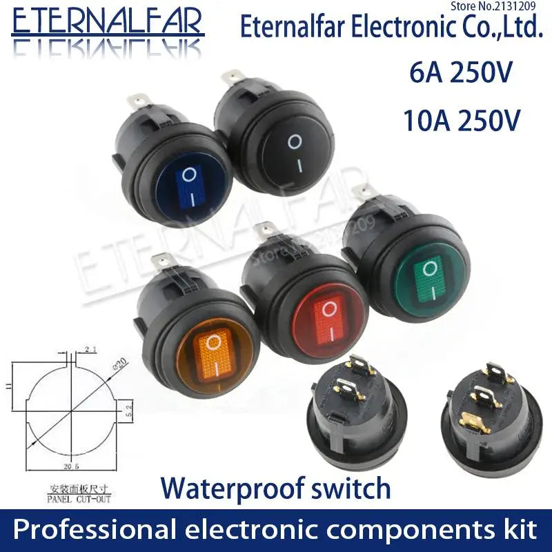 KCD1 KCD2 KCD4 KCD6 On Off 10A 16A 20A 125V 250V AC Heavy Duty DPST Sealed Waterproof Auto Boat Marine Toggle Rocker Switch with