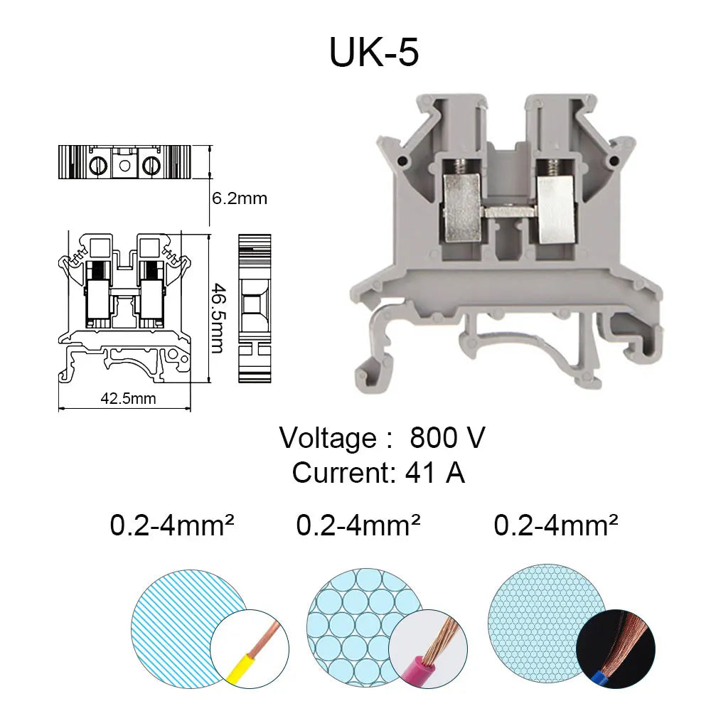 4PCS Wire Electrical Conector Terminal Connector Screw Cable Din Rail Terminal Blocks Strip Power Distribution Block Terminator