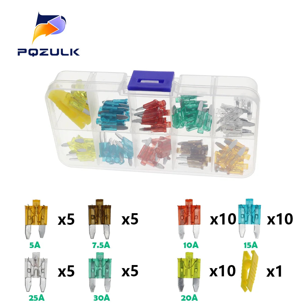 Profile Medium Mini Micro2 Size Blade Type Car Fuse Assortment 5/7.5/10/15/20/25/30/35A Fuse Set Auto Car Truck with Box Clip
