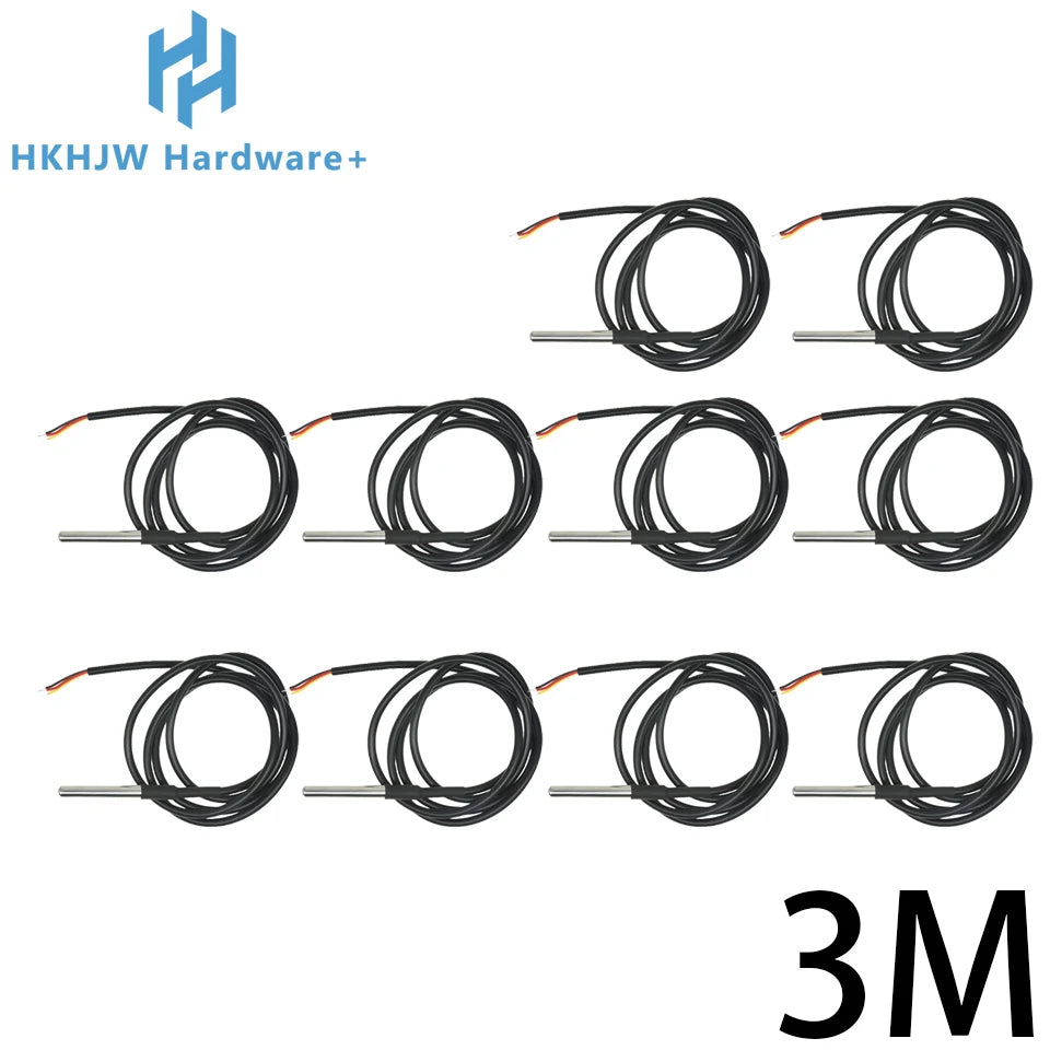 1/10PCS DS18B20 Waterproof Thread Temperature Probe Temperature Sensor Stainless Steel Package 1/2/3/5/10Meter For Arduino