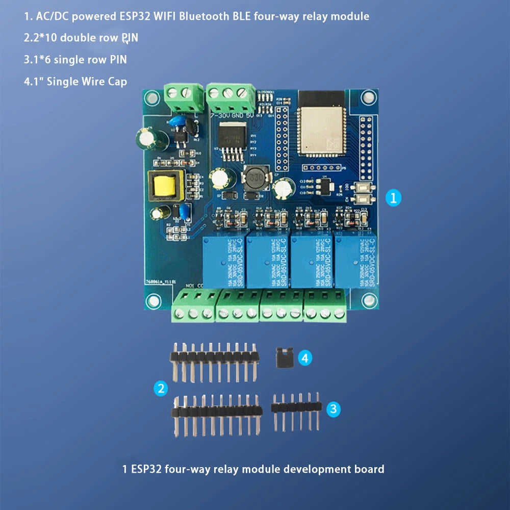 ESP32 Relay Development Board AC / DC Power Supply WiFi Bluetooth BLE 4 Channel Relay  ESP32 Module