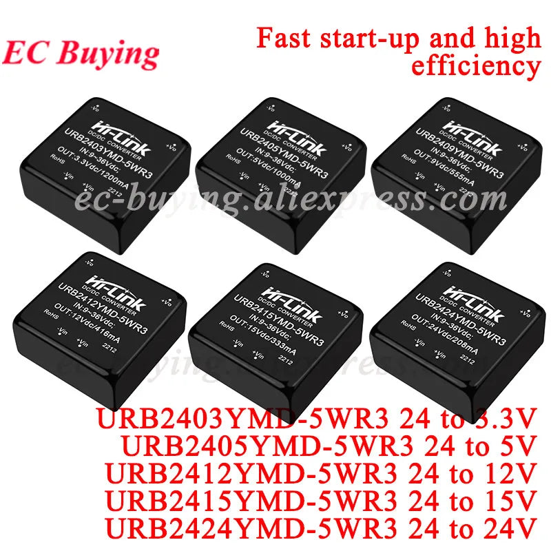 DC-DC Isolated Converter Power Supply Module 5W DC 12V 48V to 15V/5V/12V 24V to 5V/12V HLK-5D2405/5D1205/5D1212/5D1215/5D2412