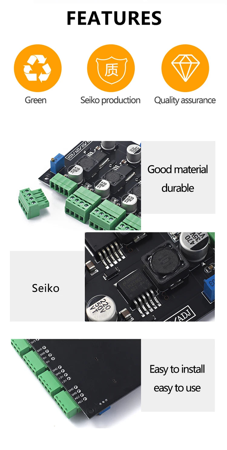 LM2596 Multi Channel Switching Power Supply 3.3V/5V/12V/ADJ Adjustable Voltage Output Power Supply Module