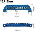 Blue White Green Bridge Design Zero Line 4-12 Pole Screw Brass Copper Grounding Strip Terminal Block Connector Earth And Neutral
