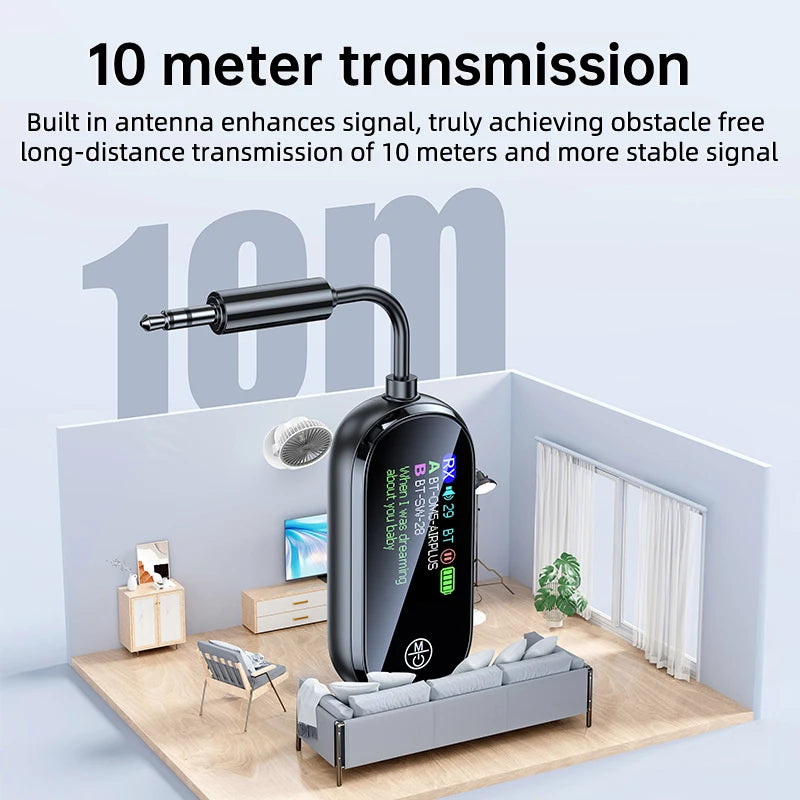 2 In 1 Bluetooth 5.4 Transmitter Receiver Stereo 3.5mm AUX Airplane Audio Wireless Adapter Mic for TV PC Headphone Car Aircraft