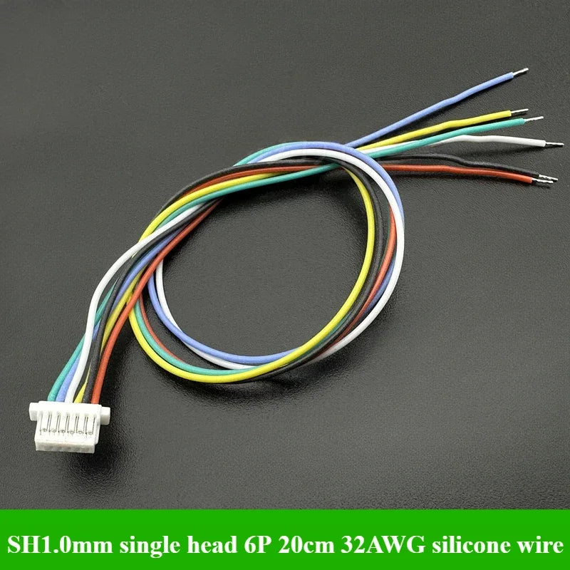2-50Pcs/lot JST SH 1.0mm Pitch Female Socket Terminal Plug Wire Connector SH 1mm 2 3 4 5 6 Pin 20CM 32AWG Silicone Wires Cable