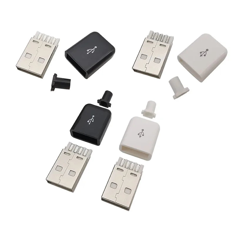 5Pcs/lot USB 2.0 Type A Male Plug 4 Pin Assembly Soldering Type Connector DIY Repair Charging Plug USB-A Adapter Connectors
