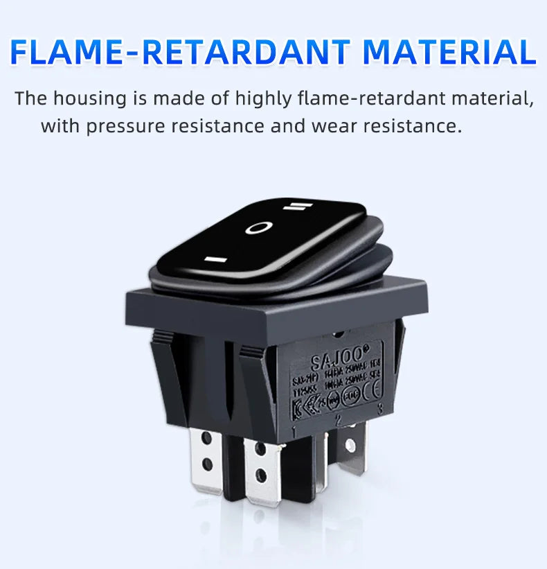 SAJOO Waterproof Rocker Switch KCD4 4Pin/6Pin DPDT With LED Lights Vehicle Boat Power Switch ON OFF 12V 24V 220V Size 22*30mm