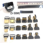 1PCS Ribbon FPV HDMI-Compatible Connector Flexible Flat Cable Raspberry Pi 4 Micro HDMI to HDMI/Mini HDMI Female 90 Degree FFC