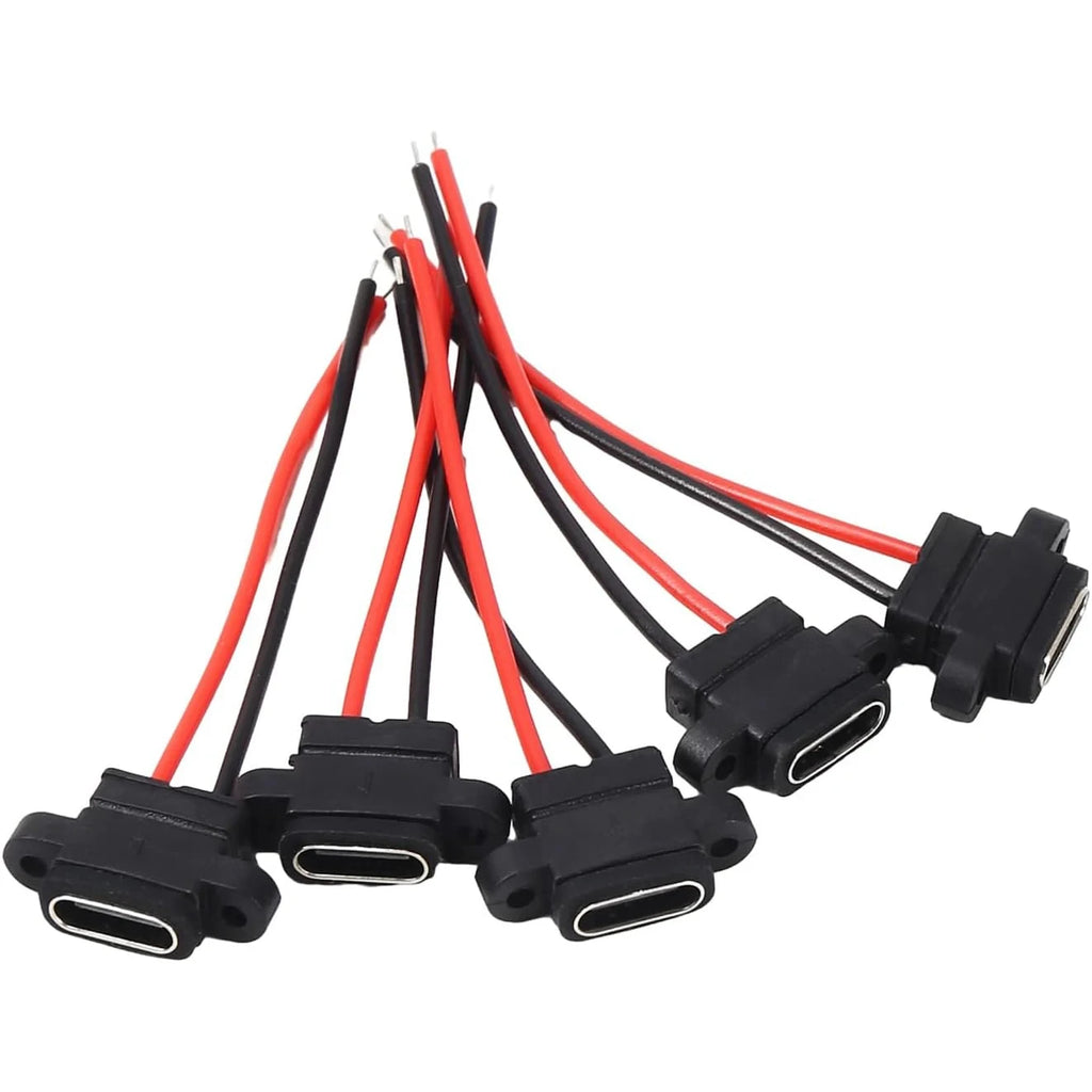 Waterproof USB3.1 Type C Female Panel Mount Socket 2Pin 3A High Current Fast Charging Welding Connector with Rubber O Ring Seal
