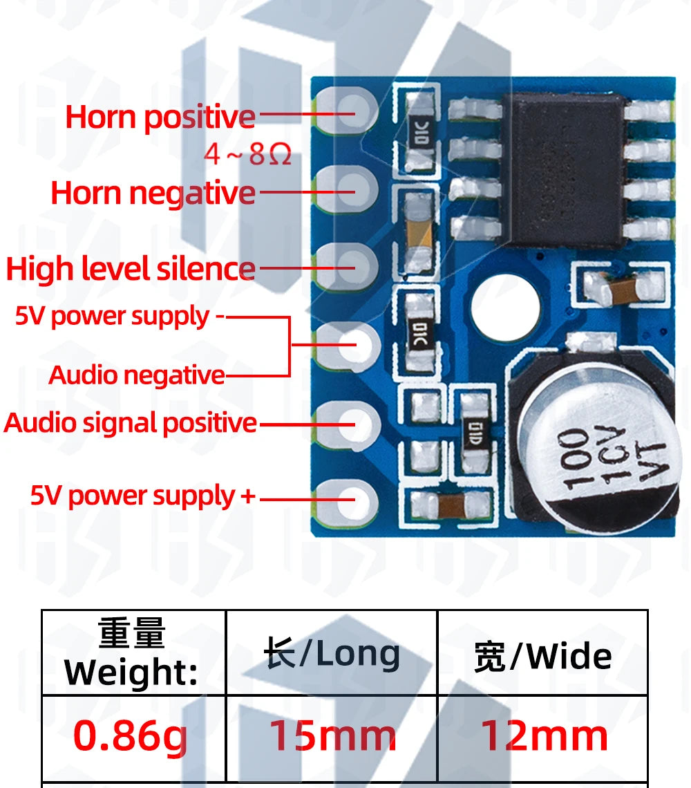 1~5PCS EGBO 5V 5128 Amplifier Board 5W Class D Digital Amplifier Board Mono Audio Module