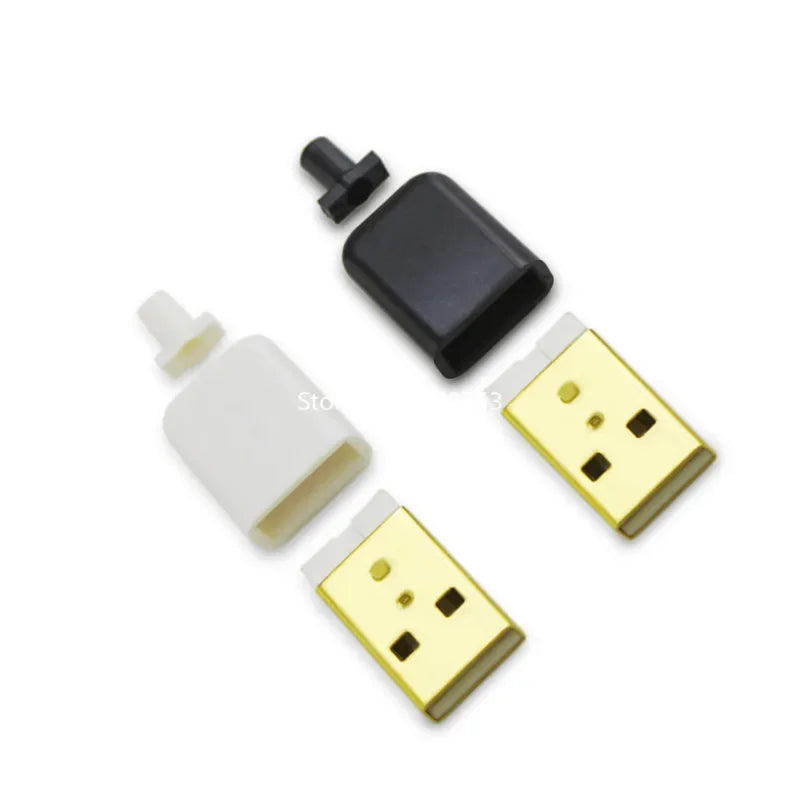 4/10pcs Gold-plating USB 2.0 4-Pin Male Connector Plug White/Black DIY Data Cable Soldering Interface USB Replacement Parts