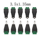 10Pcs DC 12V Male Female Socket Connectors 3.5 x 1.35mm DC Power Plug Jack to Screw Terminals Adapter for Led Strip Light DIY