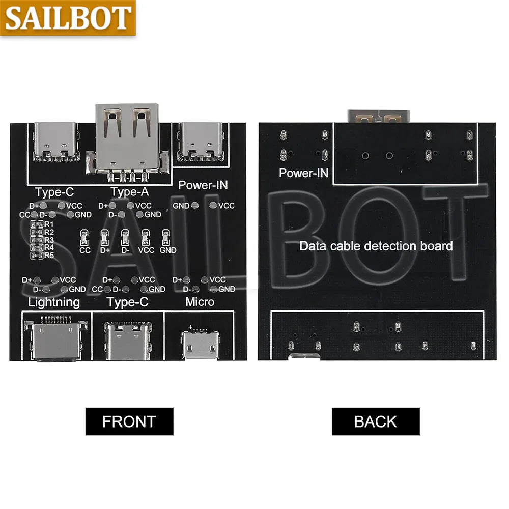 DT3 Data Cable Detection Board Type C USB C Micro USB Cable Tester Detector for Apple IOS Android Fast Quick Charging Lighting