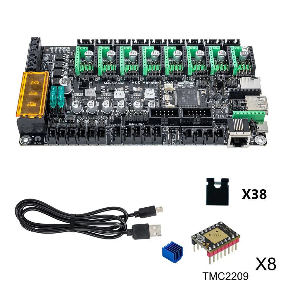 3D Printed Accessories Makerbase MKS Monster8 V2 32Bit Control Board 3D Printer Parts TMC2209 A4988 for Voron VS Spider Octopus