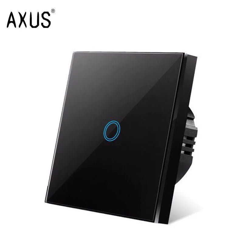 AXUS EU Touch Switch  AC100-240V Power LED 1/2/3 Gang Crystal Glass Panel Wall Lamp Light Switch Sensor Switches Interruttore