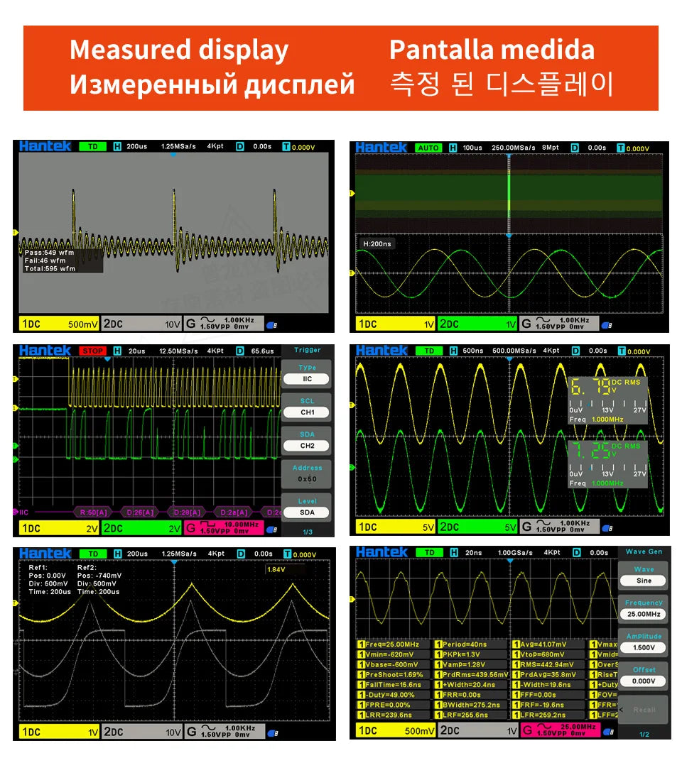 Hantek DSO2C10 DSO2C15 DSO2D10 DSO2D15 2CH Oscilloscope 100/150MHz 1GSa/s 8Mpts FFT UART I2C SPI CAN LIN 25MHz AWG D Models
