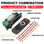 Handsfree 200W Amplifier Bluetooth DIY MP3 Decoder board 12V Wireless Car MP3 Player Record USB TF AUX FM Radio Folder Switching