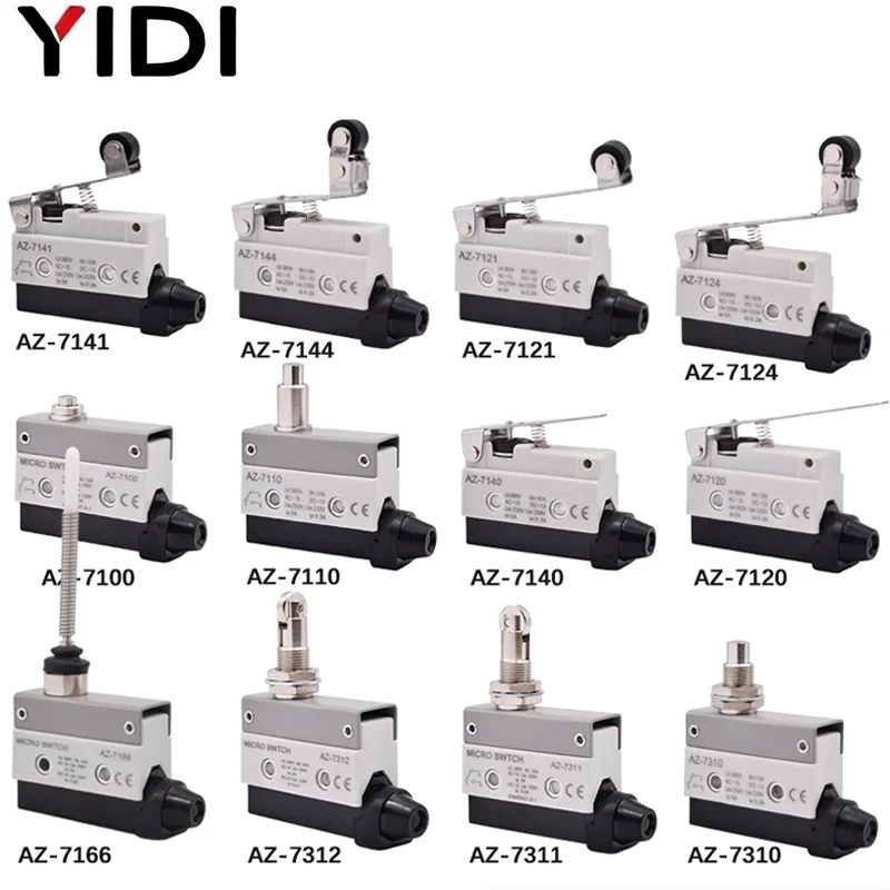 YIDI Waterproof Micro Limit Switch 10A 250V Roller Lever Arm AZ-7312 AZ-7311 AZ-7121 Horizontal Type