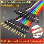 10PCS/lot Gold Plated Pure Copper Thickened DuPont Wire 24AWG Male to Female to Male Ribbon Wire DuPont Connector Wire 20cm/30cm
