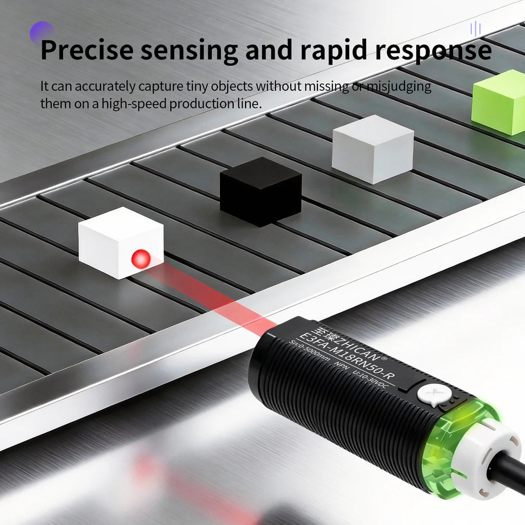 ZHICAN E3FA M18 Cylindrical Photoelectric Sensor Long Range Diffuse Reflective Through Beam Retro Reflective NPN PNP