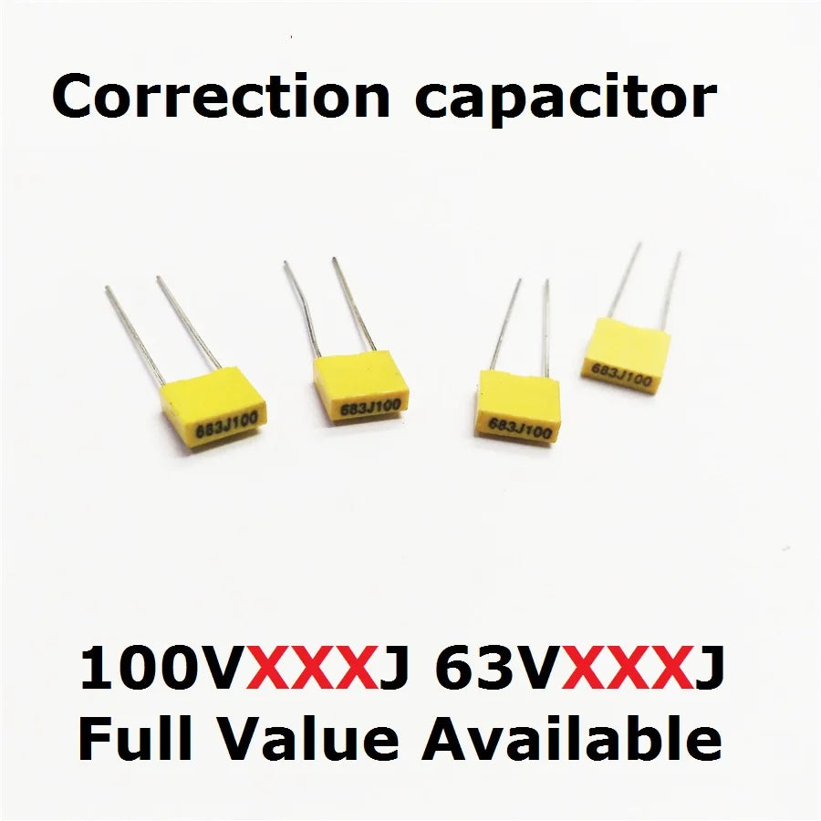 20PC Correction Capacitor 100V 332J/472J/682/103J/123J/102J/152J/222J/100V Polypropylene Film 0/1/1.5/2.2/3.3/4.7/6.8/10/12UF/NF