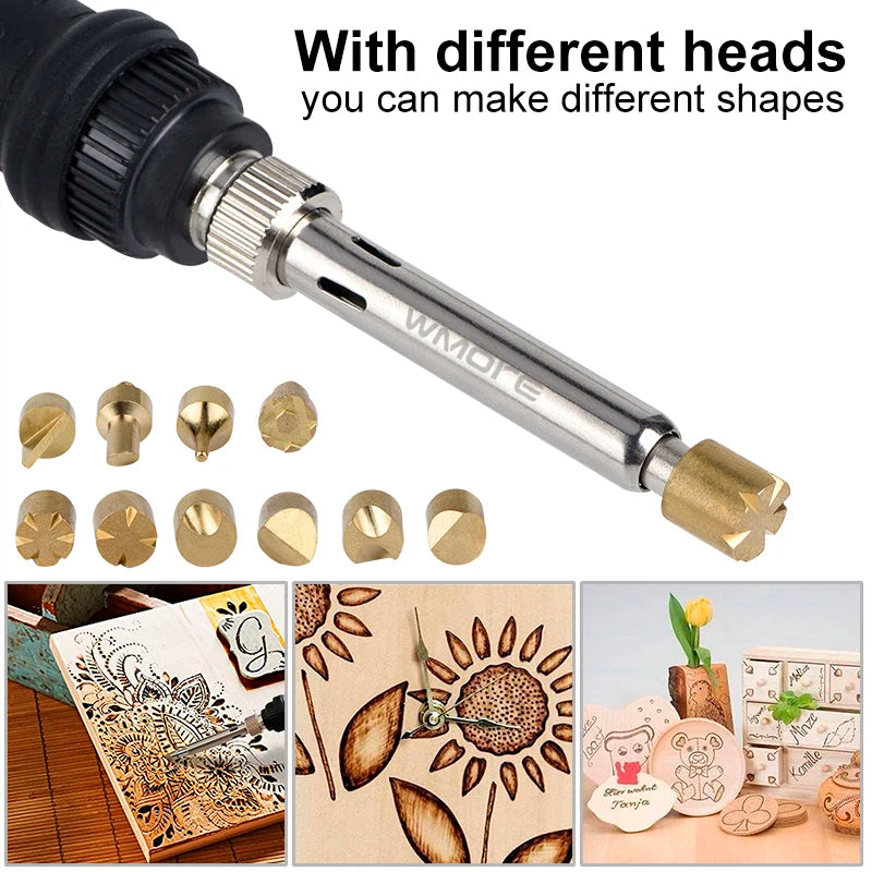 JCD 80W Engraving Pen Electric Soldering Iron Wood Burning Kit Flipping Word Embossing Pyrography Tool Craft 28PC TIP Set 908S