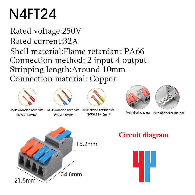1/5PCS Wire Connector Electrical Cable Led Connectors Mini Terminals Blocks Quick Wiring Push-in Docking Butt Electrician Tools