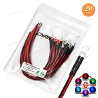 20pcs 5mm 12V LED Diode Flashing Prewired Light Beads Blinking White Red Green Blue Yellow RGB Fast Slow Flash DIY Pre Wire Lamp