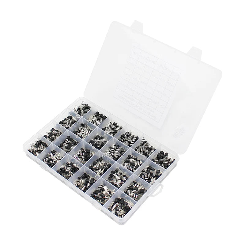 200-900PCS/BOX TO-92 Transistor Assortment Set BC547 BC327 BC337 2N2222 3904 3906 C945 PNP/NPN Transistors DIY Electronics Kit