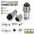 5Pcs GX12 Aviation Connector Plug Socket 2/3/4/5/6/7 Pin Male Female Panel Mount 12mm Circular Metal Wire Adapter Nut Type