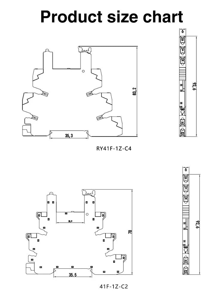 Din Rail Slim Relay Module 41F-1Z-C4-1 Integrated PCB Mount Power Relay With Relay Holder  Relay Socket 6.2mm