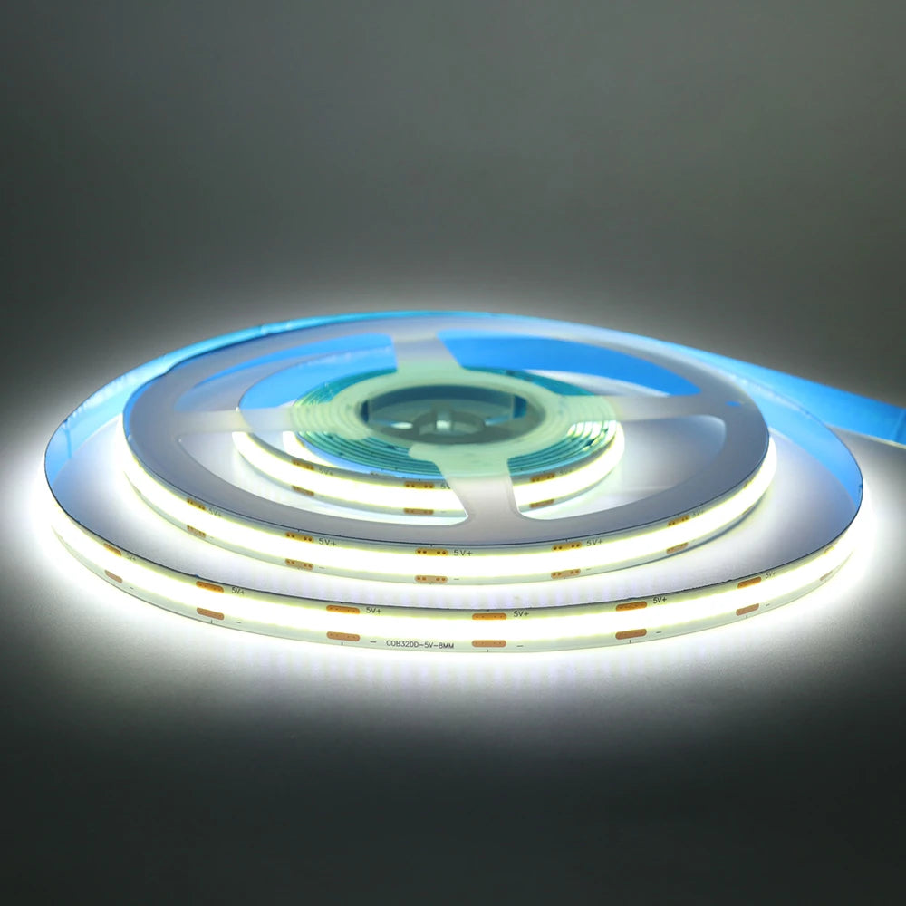 5V Motion Sensor Nigth Light COB Led Strip USB Battery Power 3mm 5mm 8mm PCB 320 LEDs Flex Lamp for Under Cabinet Kitchen Stairs