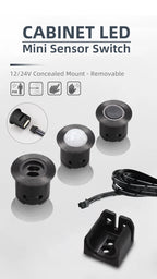 New Mini LED Cabinet Light Sensor Switch 12V 24V Touch/Hand Sweep/PIR Motion/Door On/Off Kitchen Wardrobe Lamp Control Removable