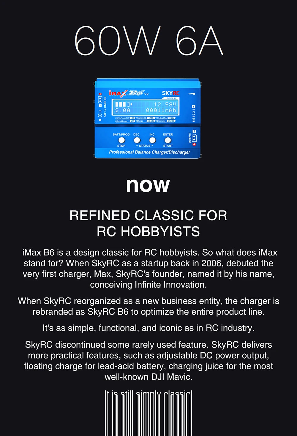 SKYRC Lipo Charger IMAX B6 EVO B6 V2 B6 Mini B6AC V2 Balance Battery Charger Discharger with Adapter Temperature Sensor 6A 1-6S